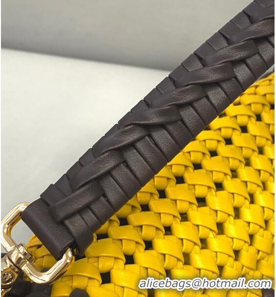 Unique Style Unique Style Fendi Baguette Medium Bag in FD0416 Yellow Interlace Leather 2021