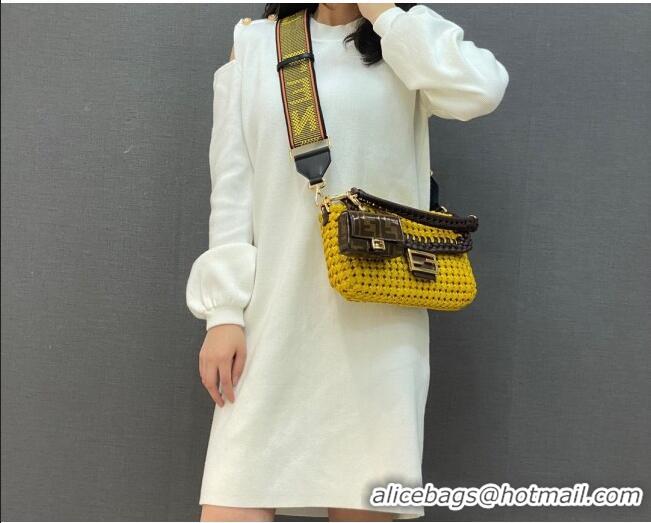 Unique Style Unique Style Fendi Baguette Medium Bag in FD0416 Yellow Interlace Leather 2021