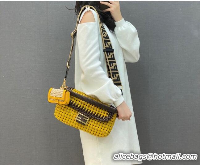 Unique Style Unique Style Fendi Baguette Medium Bag in FD0416 Yellow Interlace Leather 2021