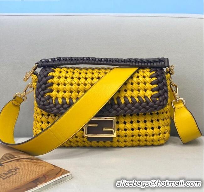 Unique Style Unique Style Fendi Baguette Medium Bag in FD0416 Yellow Interlace Leather 2021