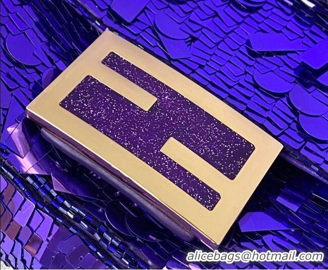 Luxury Classic Fendi Baguette Sequins Mini Bag FD0420 Purple 2021