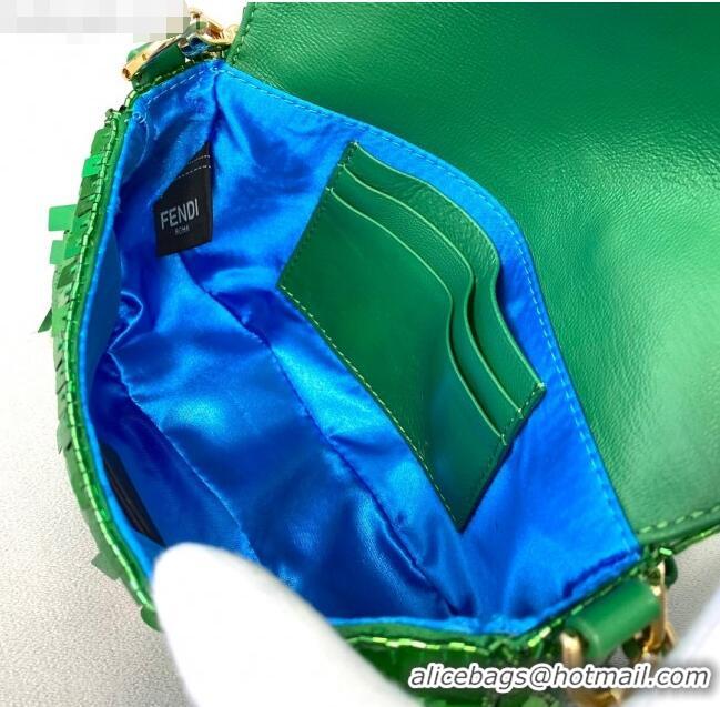 Top Design Fendi Baguette Sequins Mini Bag FD0420 Green 2021