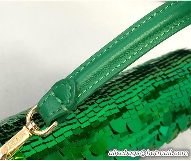 Top Design Fendi Baguette Sequins Mini Bag FD0420 Green 2021