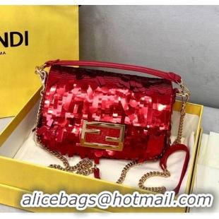 Well Crafted Fendi Baguette Sequins Mini Bag FD0420 Red 2021