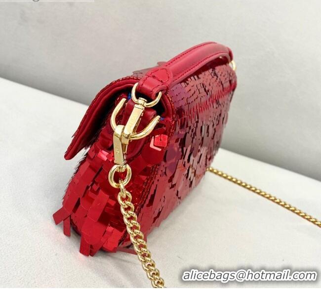 Well Crafted Fendi Baguette Sequins Mini Bag FD0420 Red 2021