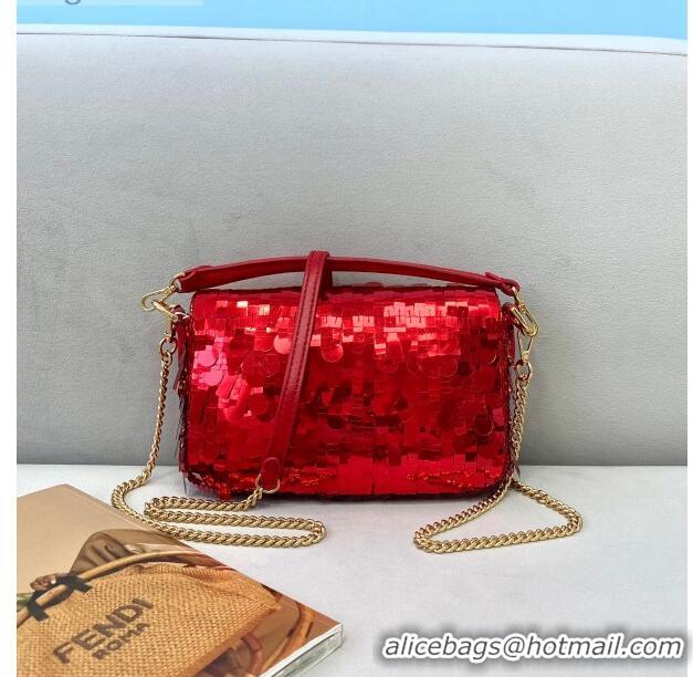 Well Crafted Fendi Baguette Sequins Mini Bag FD0420 Red 2021