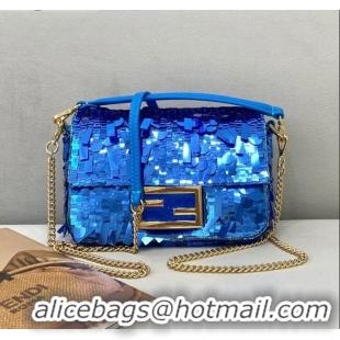 Good Product Fendi Baguette Sequins Mini Bag FD0420 Blue 2021