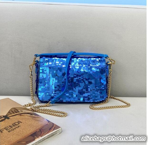 Good Product Fendi Baguette Sequins Mini Bag FD0420 Blue 2021