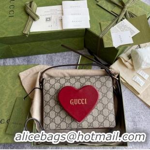 Top Quality Gucci Original Leather Heart Bag 637048 Red