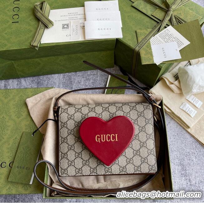 Top Quality Gucci Original Leather Heart Bag 637048 Red