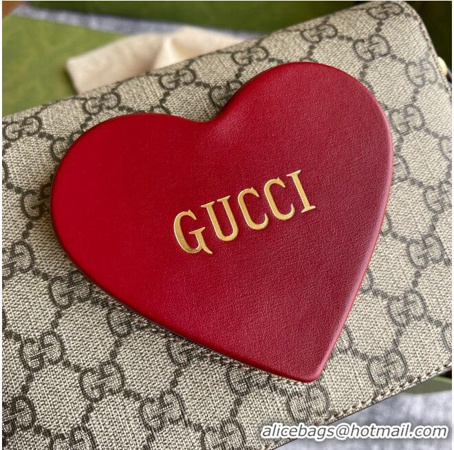 Top Quality Gucci Original Leather Heart Bag 637048 Red