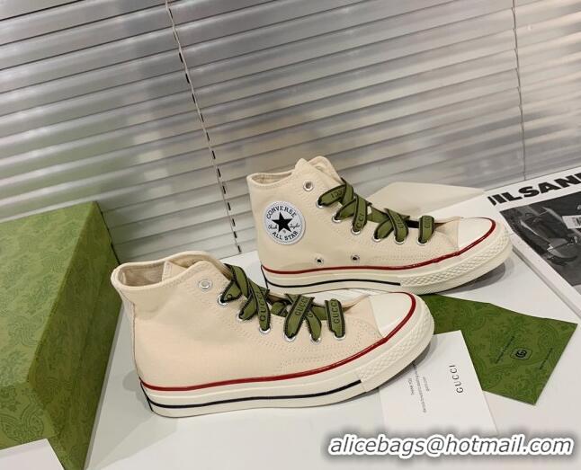 Best Luxury Gucci x Converse Canvas High-top Sneakers 031092 White 2021