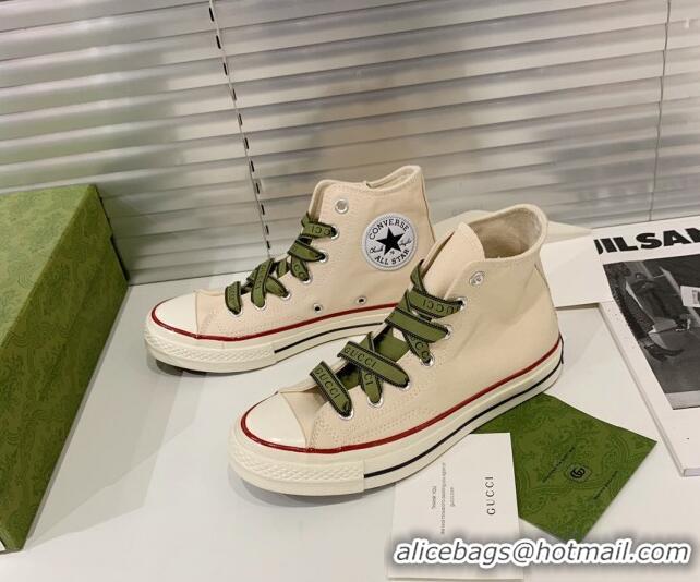 Best Luxury Gucci x Converse Canvas High-top Sneakers 031092 White 2021