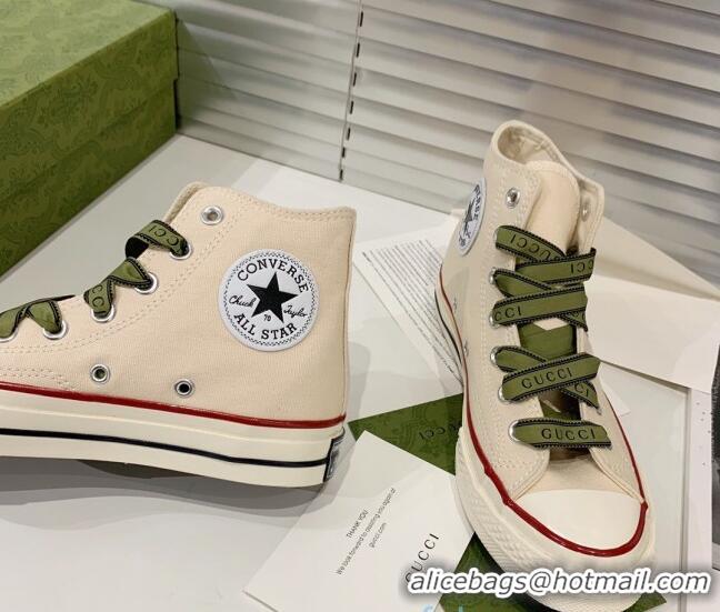 Best Luxury Gucci x Converse Canvas High-top Sneakers 031092 White 2021