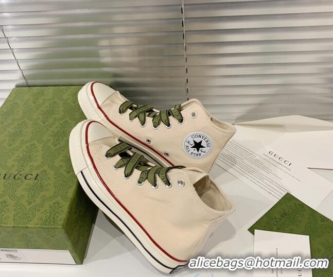 Best Luxury Gucci x Converse Canvas High-top Sneakers 031092 White 2021