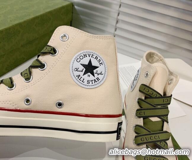 Best Luxury Gucci x Converse Canvas High-top Sneakers 031092 White 2021