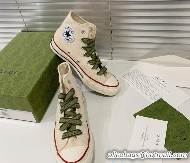 Best Luxury Gucci x Converse Canvas High-top Sneakers 031092 White 2021