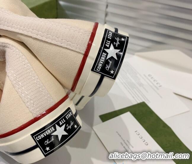 Best Luxury Gucci x Converse Canvas High-top Sneakers 031092 White 2021