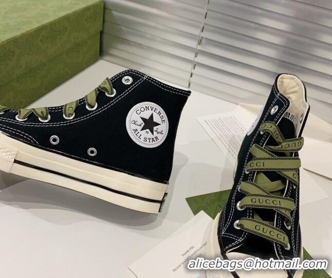 Perfect Gucci x Converse Canvas High-top Sneakers 031092 Black 2021