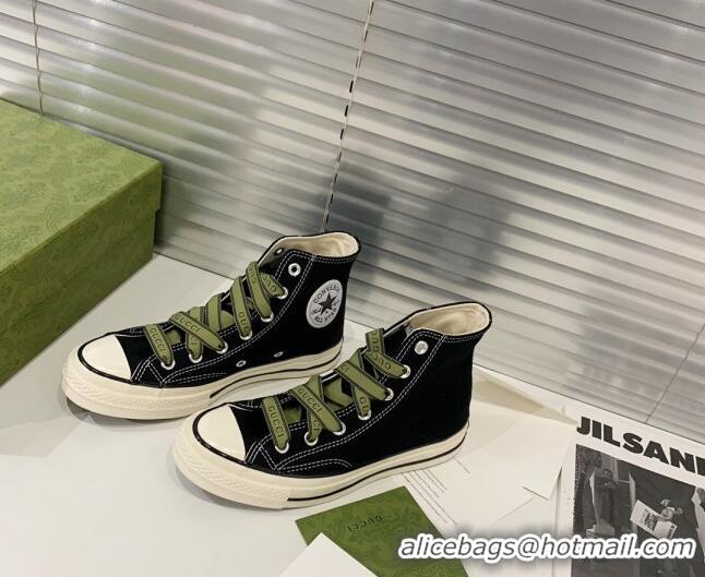 Perfect Gucci x Converse Canvas High-top Sneakers 031092 Black 2021