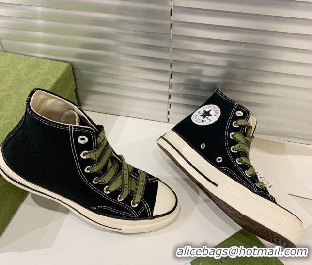 Perfect Gucci x Converse Canvas High-top Sneakers 031092 Black 2021