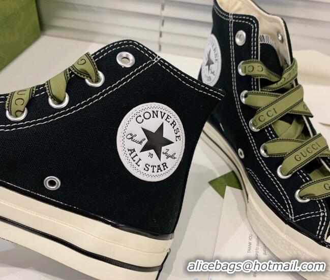 Perfect Gucci x Converse Canvas High-top Sneakers 031092 Black 2021