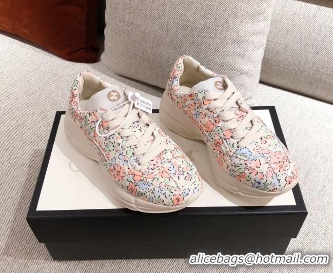 Low Price Gucci Rhyton Liberty London Floral Sneakers 031152 Pink 2021