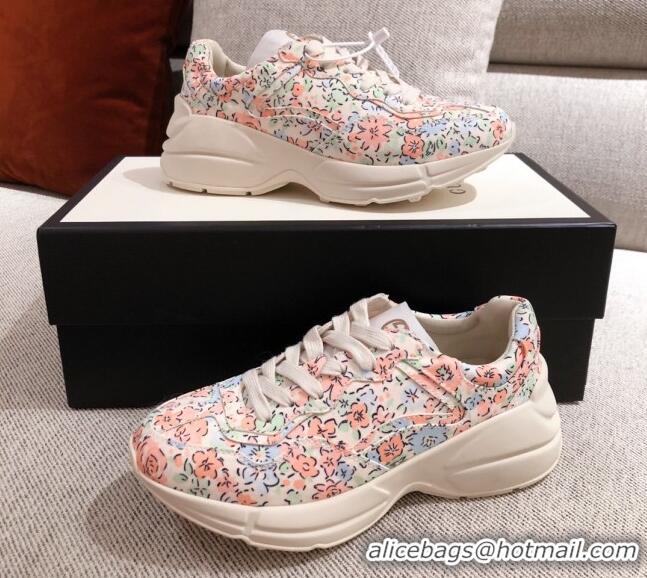 Low Price Gucci Rhyton Liberty London Floral Sneakers 031152 Pink 2021