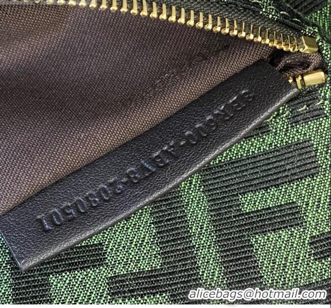 Top Quality Fendi Baguette Medium Bag in FD0424 Green Embroidered FF Canvas with Fringe 2021