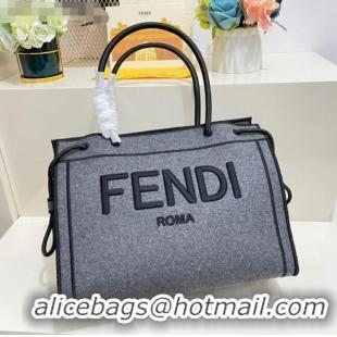 Elegant Fendi Flannel Large Roma Shopper Tote Bag FD1906 Grey 2021