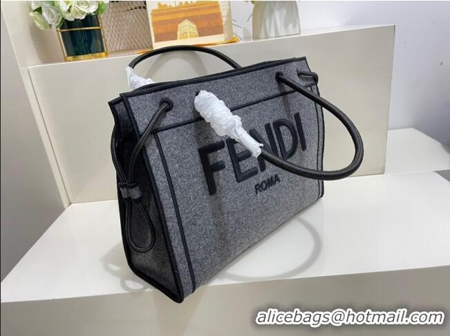 Elegant Fendi Flannel Large Roma Shopper Tote Bag FD1906 Grey 2021