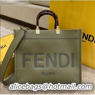 Cheapest Fendi Sunshine Medium Shopper Leather Tote Bag FD1907 Green 2021