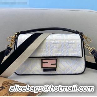 Trendy Design Fendi Baguette Medium FF Canvas Bag FD1909 White 2021