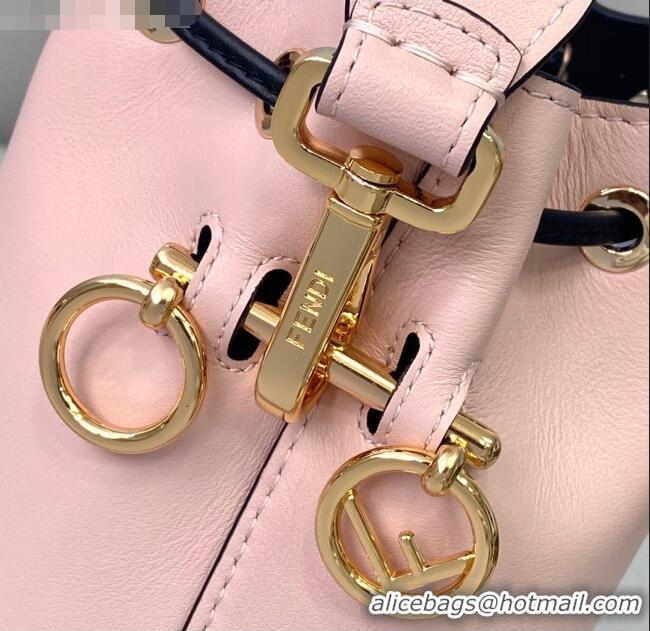 Famous Brand Fendi Mon Tresor Mini Bucket Bag in FD1912 Pink Logo Leather 2021