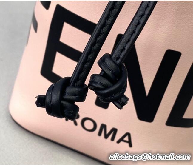 Famous Brand Fendi Mon Tresor Mini Bucket Bag in FD1912 Pink Logo Leather 2021