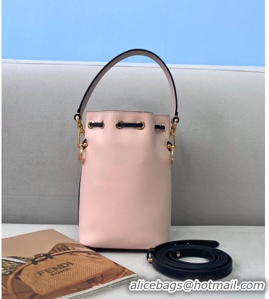 Famous Brand Fendi Mon Tresor Mini Bucket Bag in FD1912 Pink Logo Leather 2021