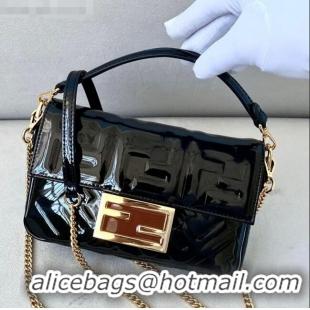 Top Grade Fendi Baguette Mini Bag in FD2004 Black Patent Leather 2021