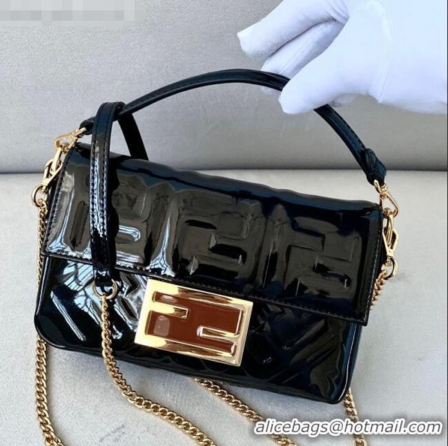 Top Grade Fendi Baguette Mini Bag in FD2004 Black Patent Leather 2021