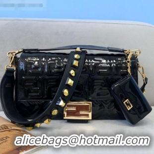 Buy Cheap Fendi Baguette Large Bag in FD2005 Black Patent Leather 2021