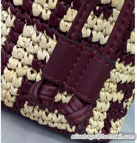 Pretty Style Fendi Raffia Mon Tresor Mini Bucket Bag FD2006 Burgundy 2021