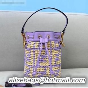 Fendi Raffia Mon Tresor Mini Bucket Bag FD2006 Purple 2021