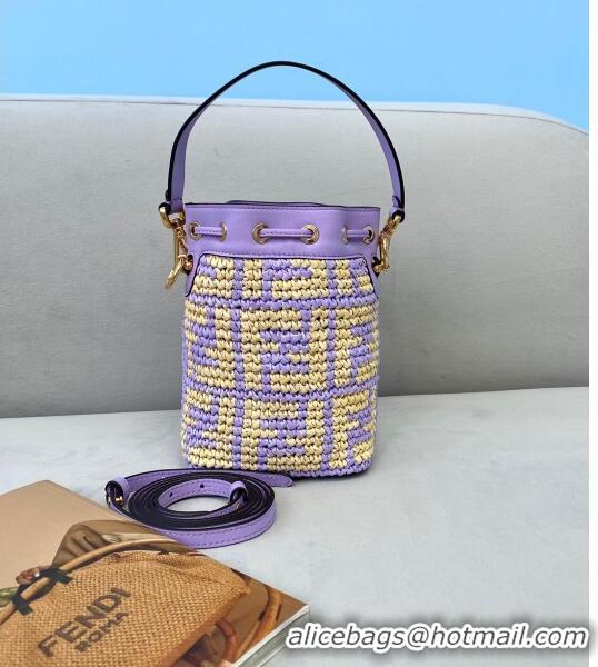 Fendi Raffia Mon Tresor Mini Bucket Bag FD2006 Purple 2021