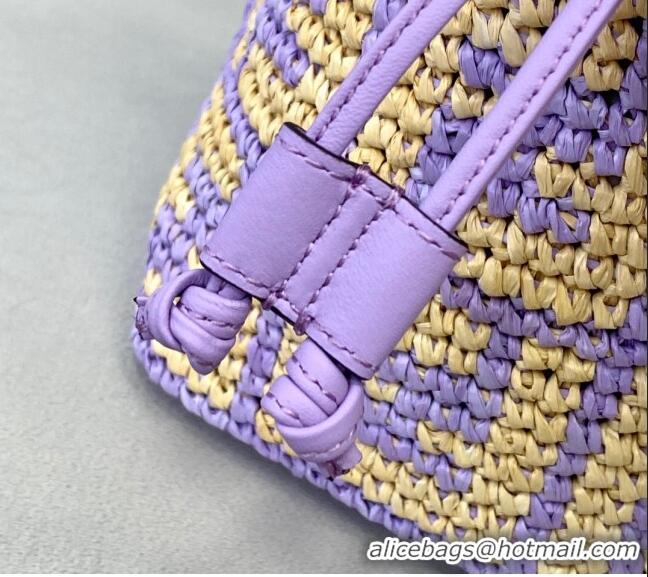 Fendi Raffia Mon Tresor Mini Bucket Bag FD2006 Purple 2021