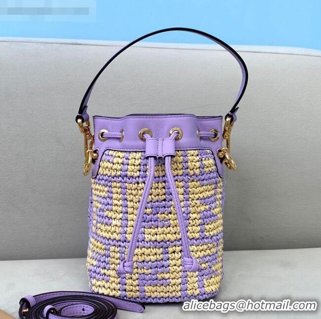 Fendi Raffia Mon Tresor Mini Bucket Bag FD2006 Purple 2021