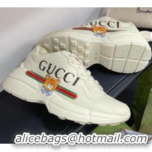 Grade Design Gucci Rhyton Sneakers in Bear Leather 033010 White 2021