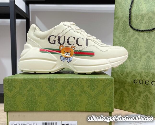 Grade Design Gucci Rhyton Sneakers in Bear Leather 033010 White 2021