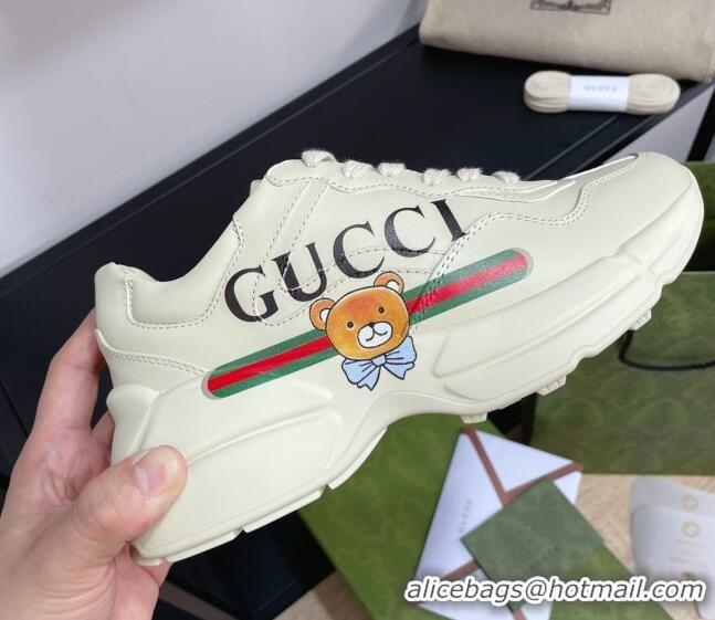 Grade Design Gucci Rhyton Sneakers in Bear Leather 033010 White 2021