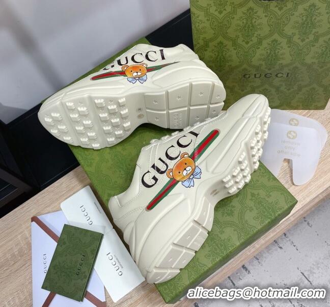 Grade Design Gucci Rhyton Sneakers in Bear Leather 033010 White 2021