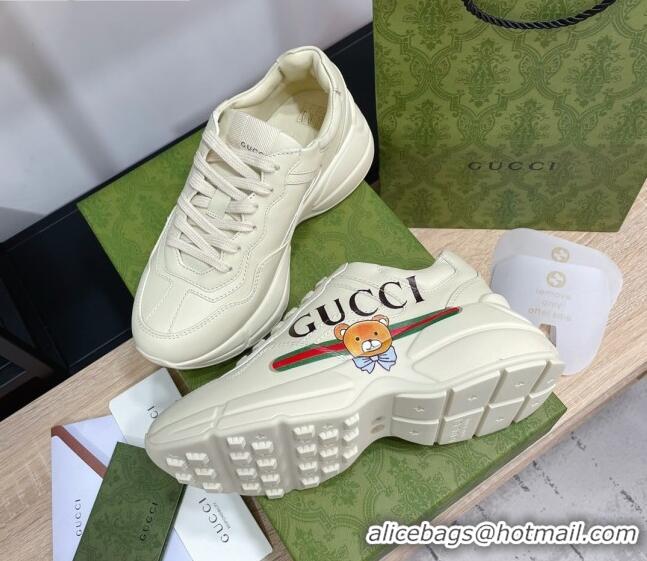 Grade Design Gucci Rhyton Sneakers in Bear Leather 033010 White 2021