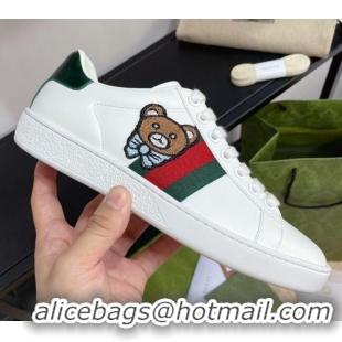 Low Price Gucci Ace Sneakers in Bear Leather 1033011 White